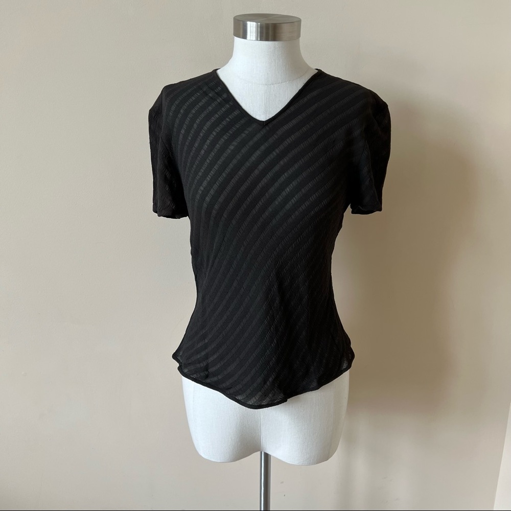 Emporio Armani striped v-neck fitted top 5105